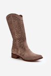 Zazoo 3305/P cappucino Openwork Calf Boots.