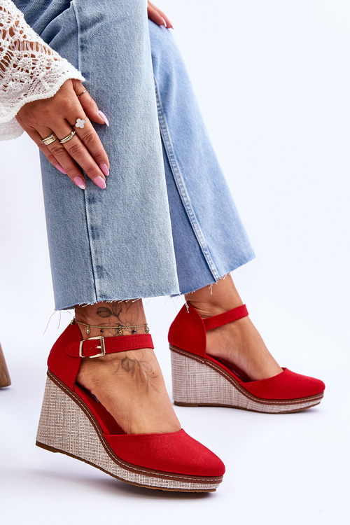 Dámske klasické klinové sandále Red Malani