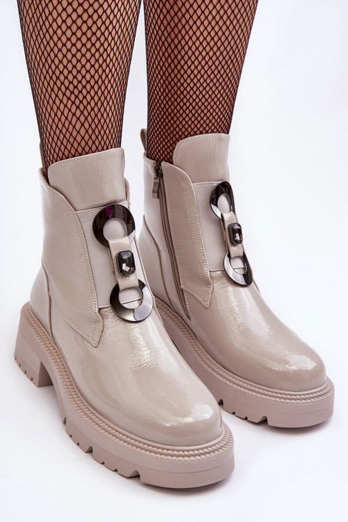 Maľované dámske topánky s dekoráciou svetlo šedej S.Barski MR870-53