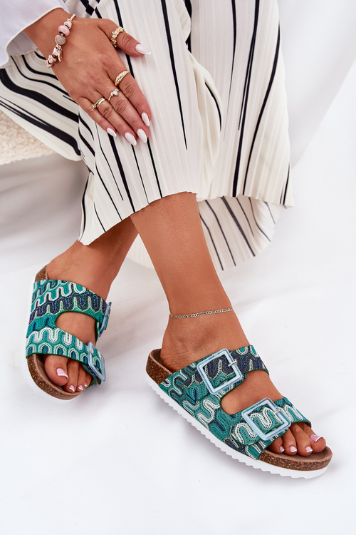 Dámske Papuče S Prackami A Glitrom S.Barski RB51-006 Zelené