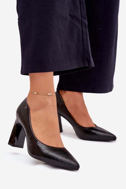 Dámské lodičky na podpatku Vinceza 62252 černé