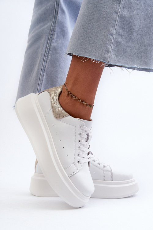 Dámske tenisky na platforme D&A LR568 Biele