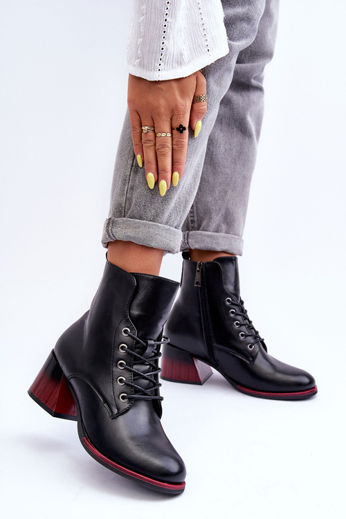 Čierne vysoké podpätky kože Luloshe