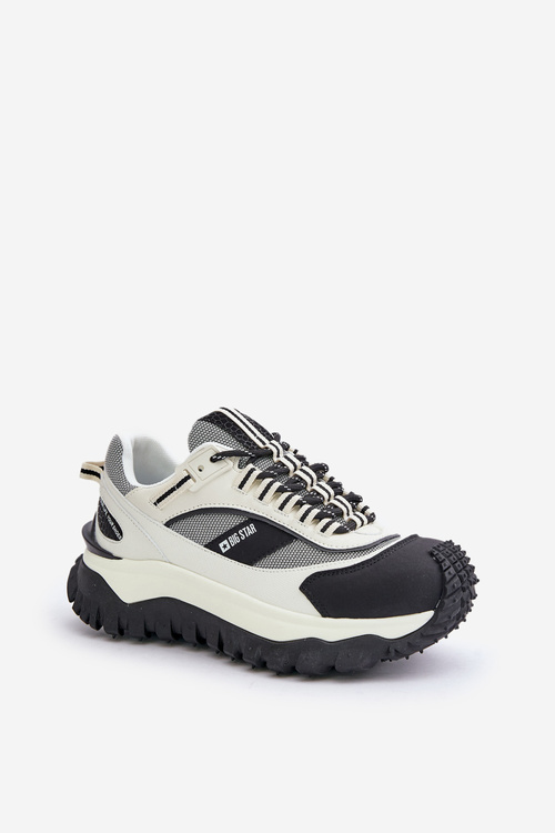 Kožené Dámske Sneakersy Na Platforme Big Star OO274A220 HI-POLY SYSTEM Biela-Čierna