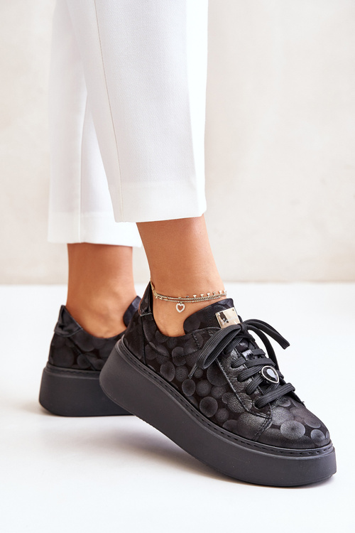 Kožené Sportovní Boty Na Platformě Maciejka 06191-42 Černé