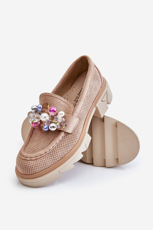 Dámské mokasíny s ozdobami Béžove Issac