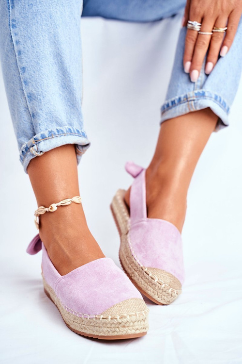 Ženské espadrilles semišové fialové pery