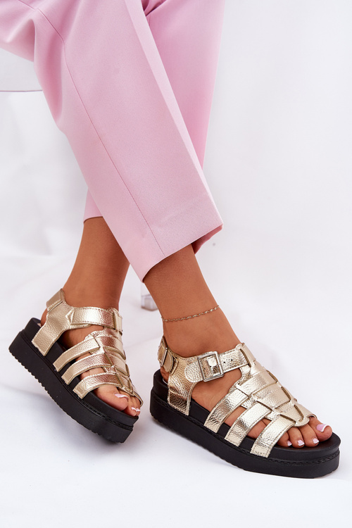 Dámské Sandály Na Platformě S Přezkami Zlaté Atarafas