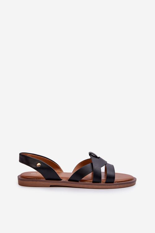 Ploché Dámské Sandály Z Eko Kůže Vinceza 17347 Černé