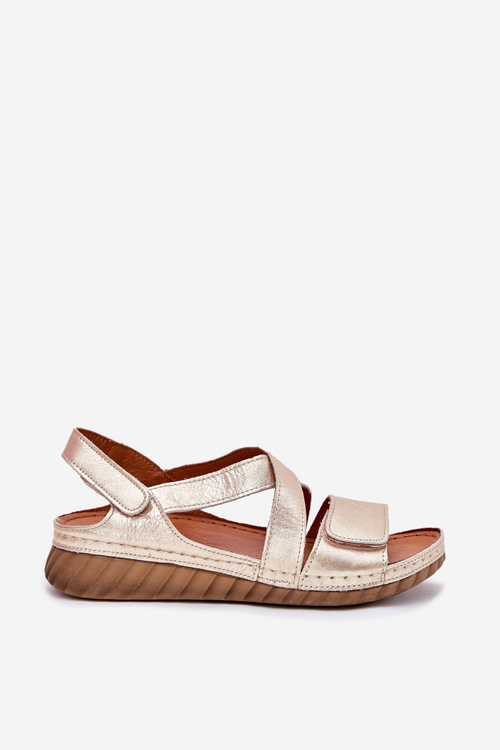 Kožené Dámske Sandále Na Suchý Zipper Maciejka L6848-25 Zlaté