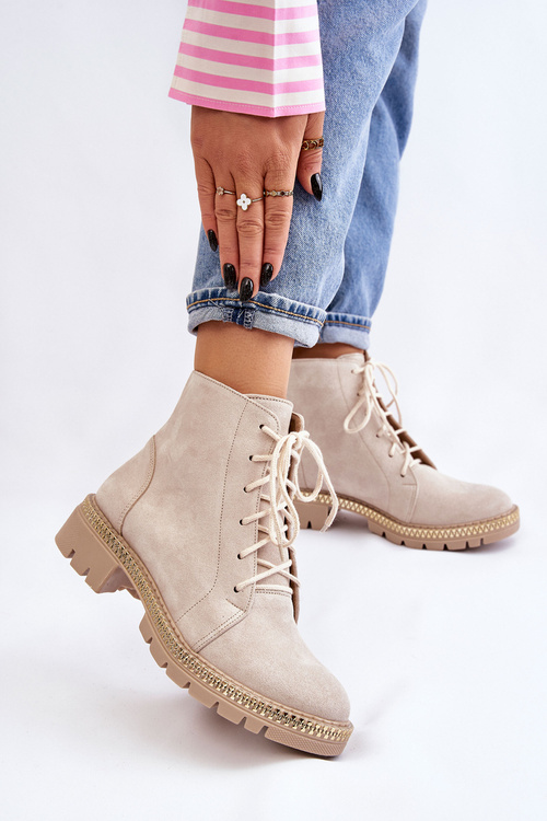 Flat Boots Lewski Shoes 3285 Světle béžová