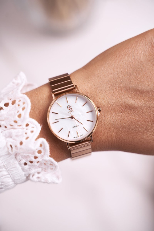 Dámské Hodinky GG Luxe Růžové Zlato Perlový Ciferník