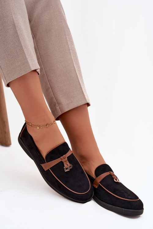 Mokasíny Loafers Ženy Z Eko Semiše Čierne Darwen