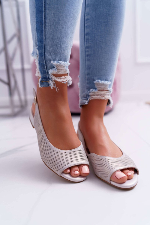 Dámské Sandály Ploché Sergio Leone SK809 Perforované Béžové Skaldo