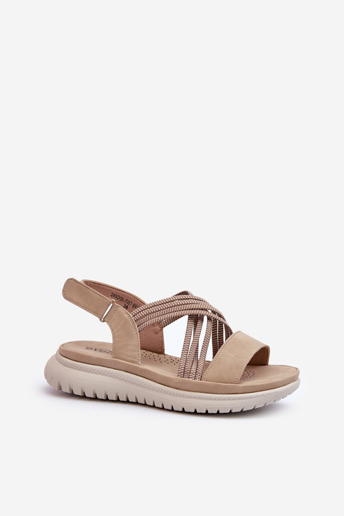 Lehké Dámské Pohodlné Sandály Na Suchý Zip Beige Ceclea