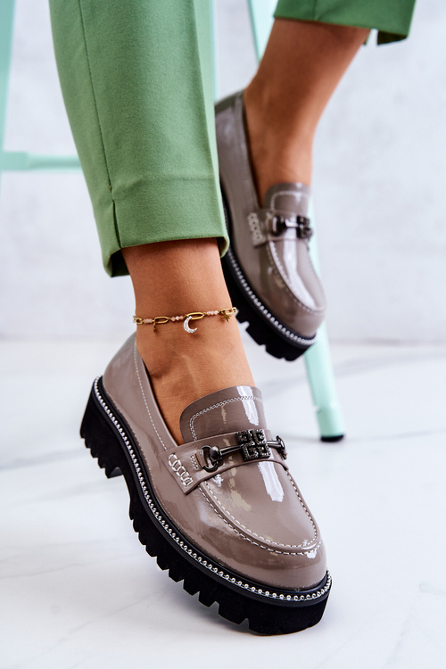 Chýbali kožené topánky s dekoráciou svetlo hnedej adison