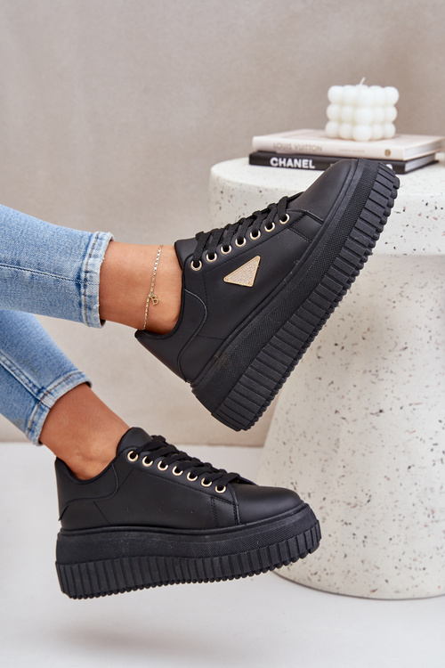 Štýlové tenisky na masívnej platforme čierne Vallexia