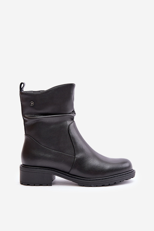 Kožené Dámske Čižmy Zateplené S Riasením Čierne Vinceza 66714