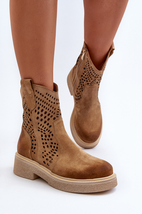 Zazoo 3470 Dámské nízké kozačky z jemného semiše s prodyšnou podrážkou Bežové