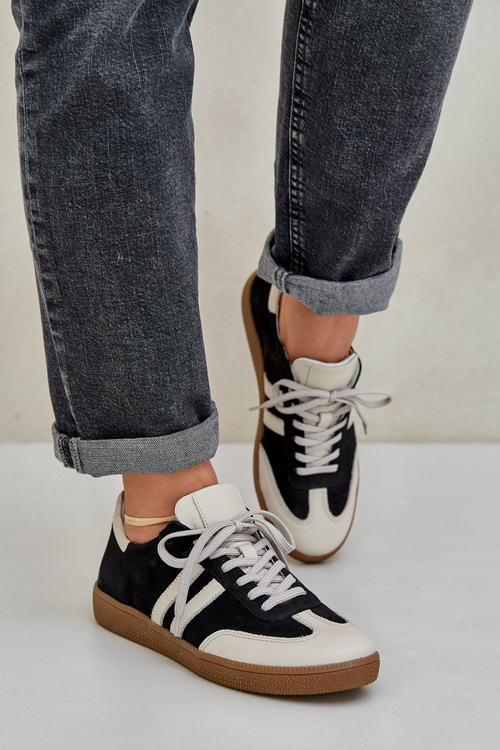 Zazoo N1068 Kožené Nízke Tenisky Dámske Čierne