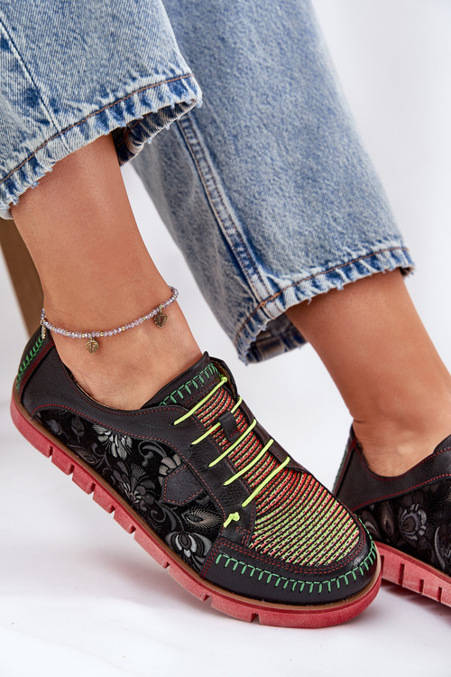 Kožené Polobotky Dámské Vzorované Maciejka 06784-20 Černé