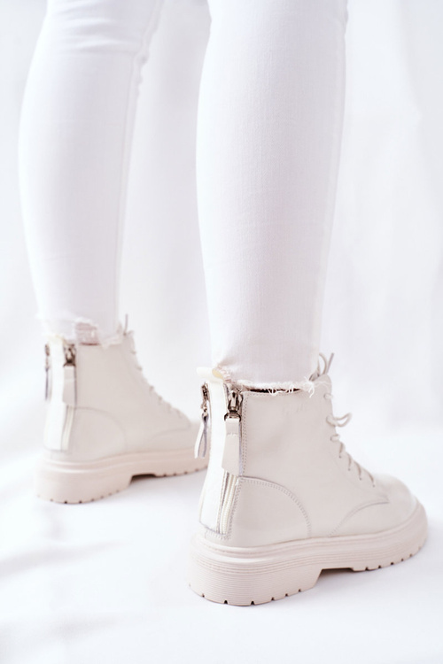 Dámské Kožené Boty Trappery GOE II2N4013 Bílé