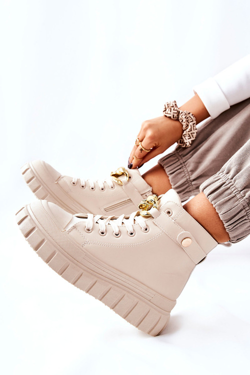 Vysoké tenisky na platforme Beige Standies