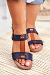 Dámske ploché námornícke modré sandále Renna