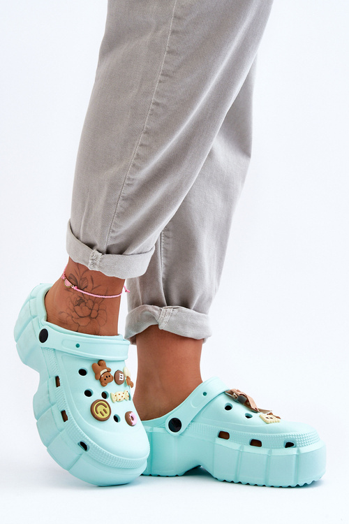 Dámske penové žabky so zelenými dekoráciami Marlett