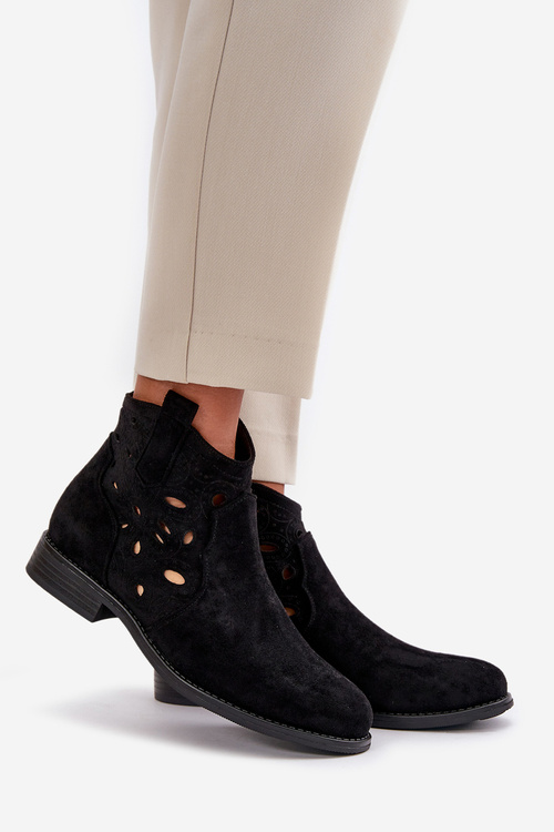 Dámské Botky S Prořezáváním Na Zip Černé S.Barski HY42-081