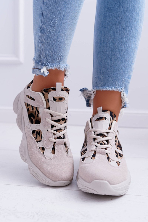 Dámske športové leopardé topánky béžové thai