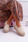 Espadrilles Dámska čipka béžová platforma DeSante