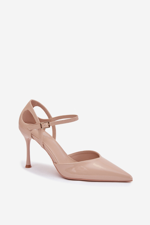 Lakované podpatky s páskem béžové Tarilin