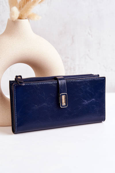 Nereva Navy Blue Leather peňaženky pre námorný magnet Nereva