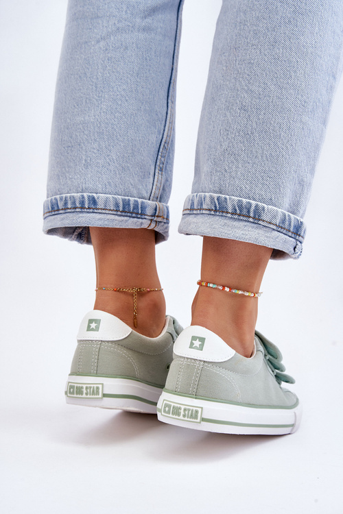 Klasické materiálové tenisky pre suchý zips veľkú hviezdu LL274A202 Green