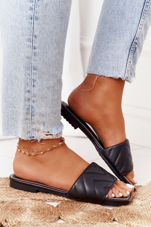 Kožené Pantofle S Prošíváním S.Barski 331-42 Černé