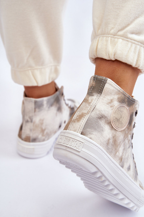 Dámska vysoká hviezda LL274047 Biele a zelené tenisky