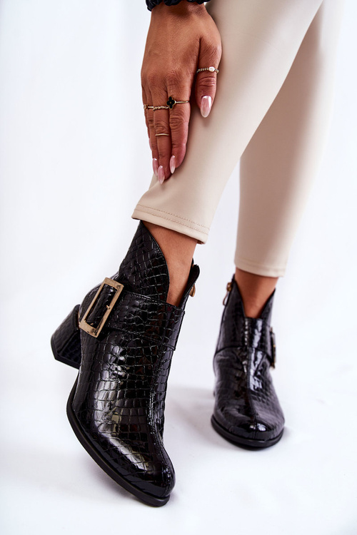 Kožené kozačky se vzorem krokodýlí zip Černe Briana