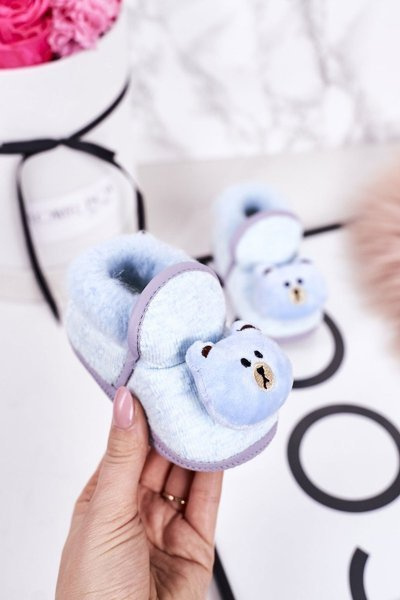 Dětské Pantofle Na Gumičku S Plyšovým Medvídkem Modré Pooh