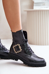 Lakované Čižmy S Dekoratívnou Prackou Čierne Zazoo