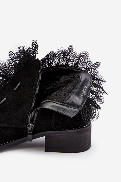 Ploché dámske semišové topánky Black Klemovia