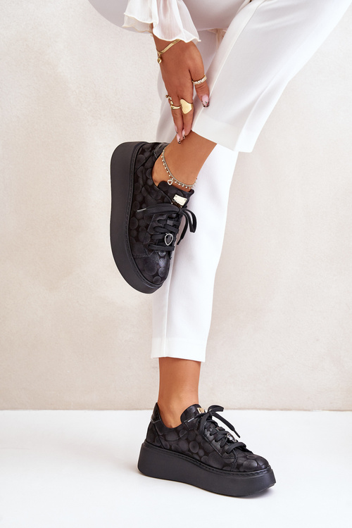 Kožené Sportovní Boty Na Platformě Maciejka 06191-42 Černé