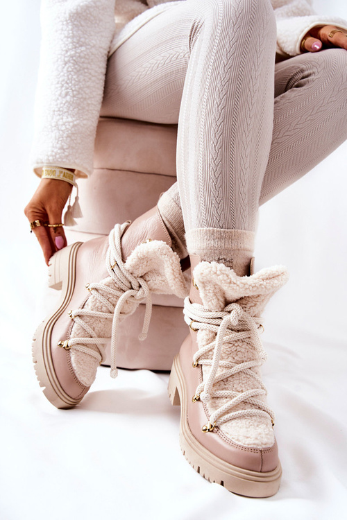 Kožené boty Trapper Tied Lewski Béžove 3116