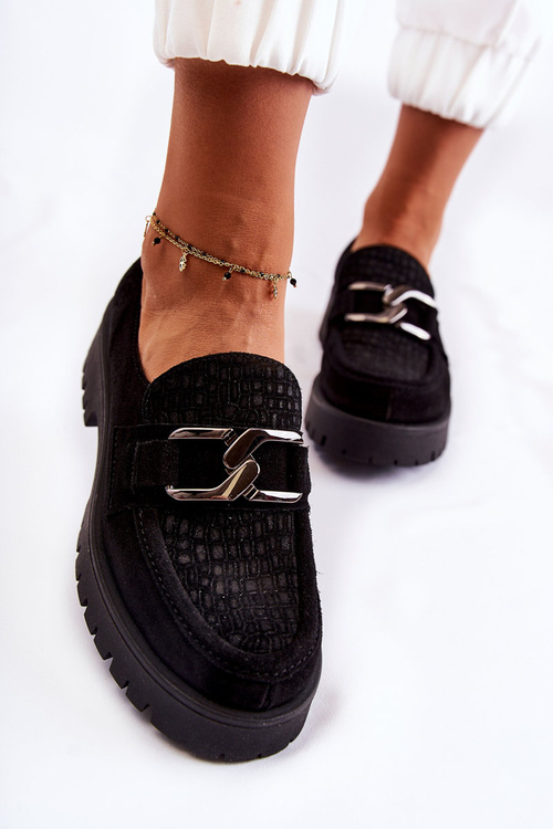 Módne semišové topánky Loafer čierny lemar rayhan