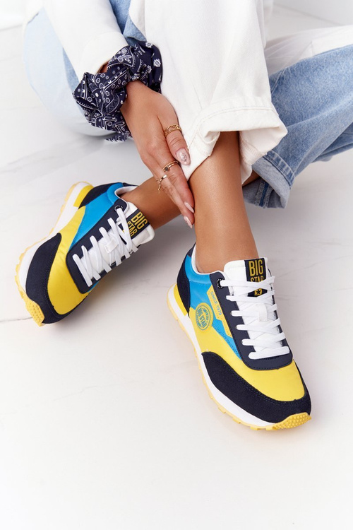 Dámské Tenisky Memory Foam Big Star HH274525 Žluté-Modre