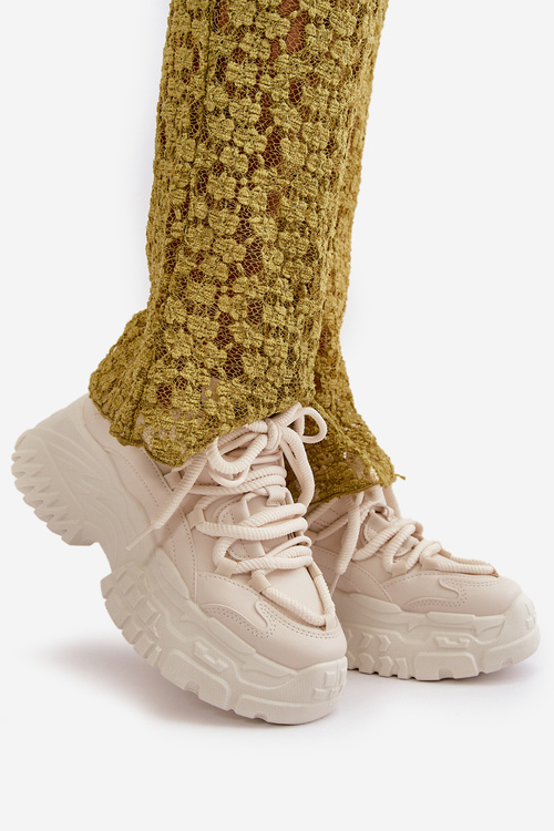 Dámske tenisky na masívnej podrážke svetlo béžové Nevela