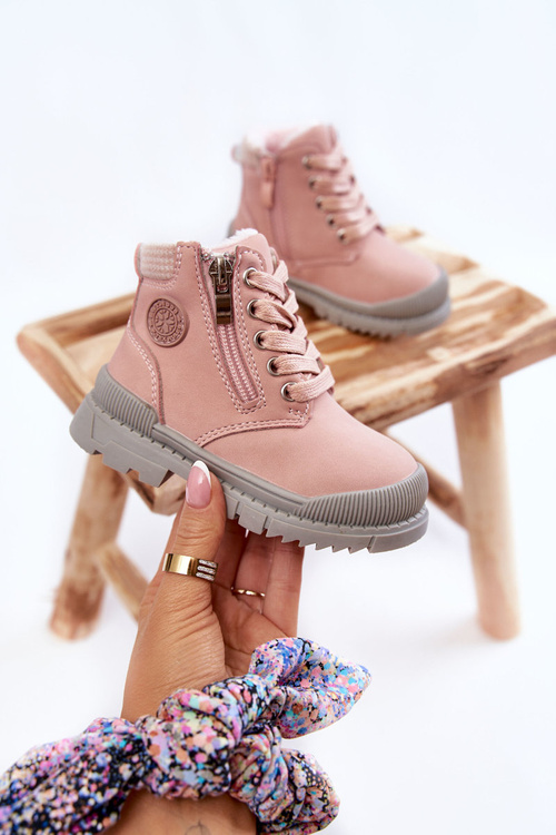 Dětské kožešinové zateplené kozačky Trappers Růžove Hopper