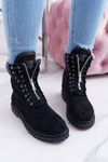 Lu Boo Black Suede Women's Trapses Trapeers Nancy Zippers