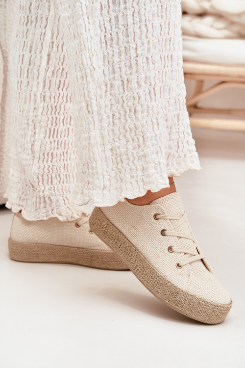 Dámské Tenisky Na Platformě S Pletením Béžové Princa