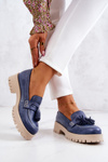 Dámske kožené topánky, Maciejka Fringes 05497-17 Blue